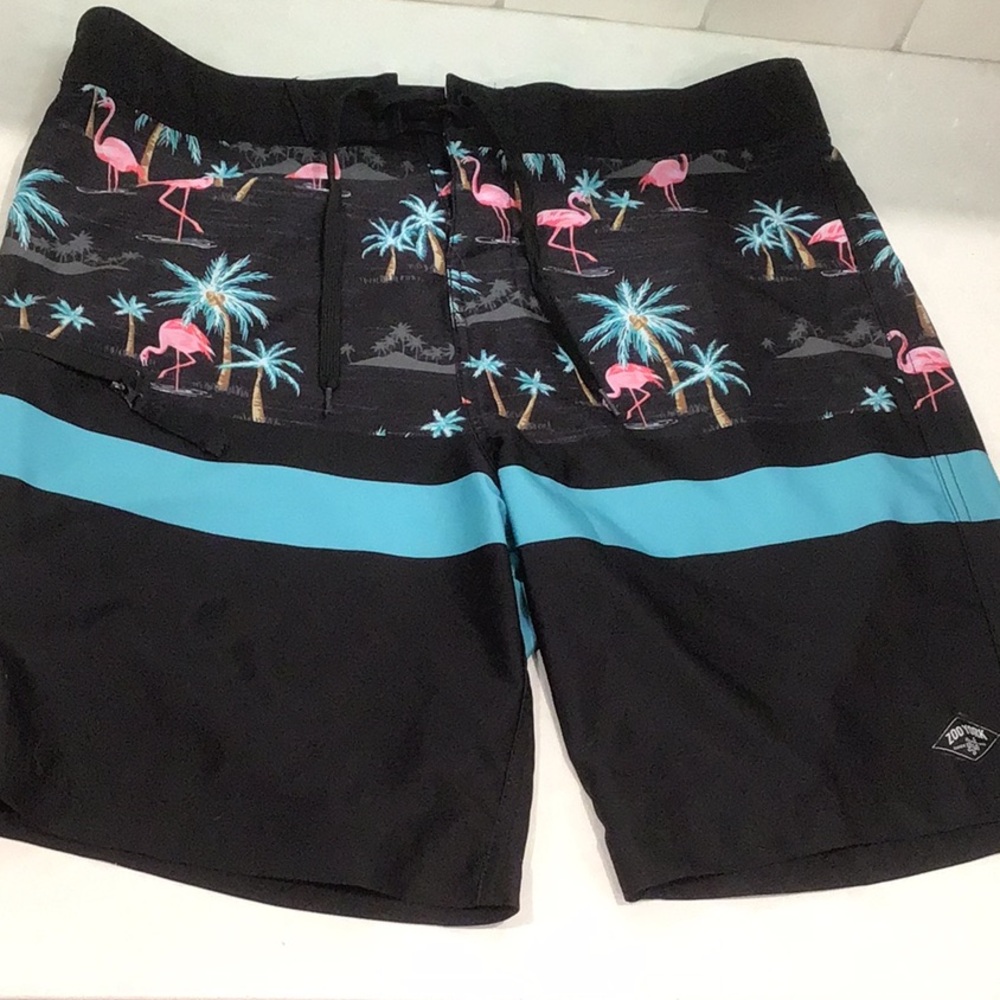 Zoo York Black and Blue Flamingo Swim Shorts